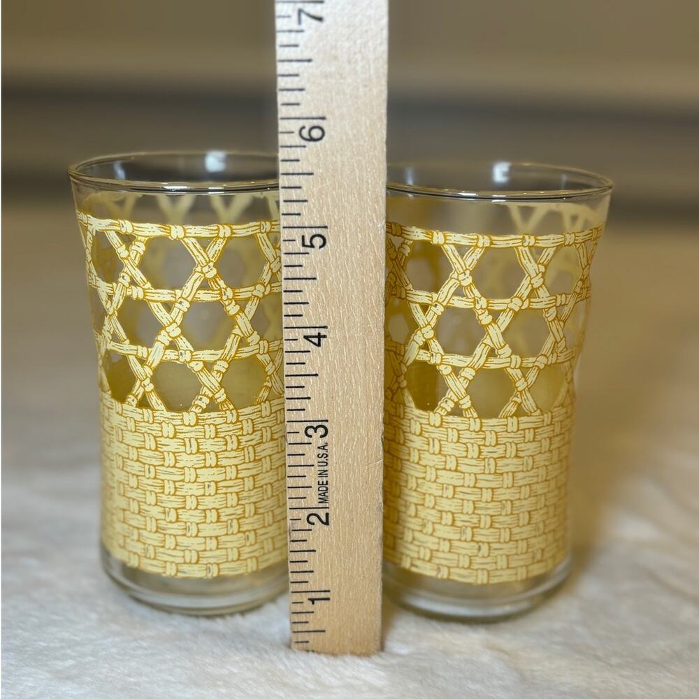 Vintage Libbey 1970 MCM Rattan Cane Highball Glass Tiki Bar Drink Ware USA - Picture 3 of 4